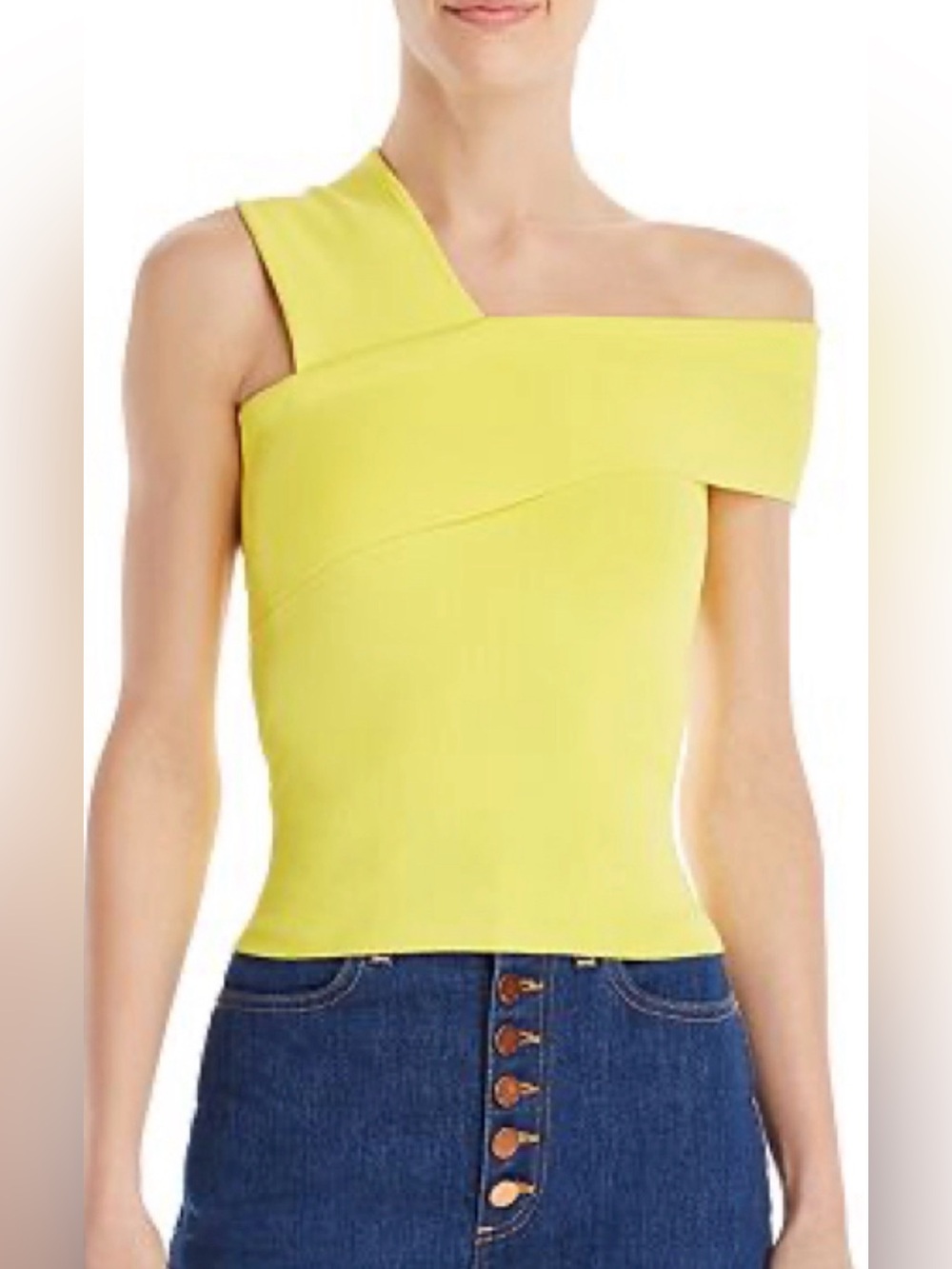 Alice + Olivia Bright Yellow One-Shoulder Asymmetric Camisole